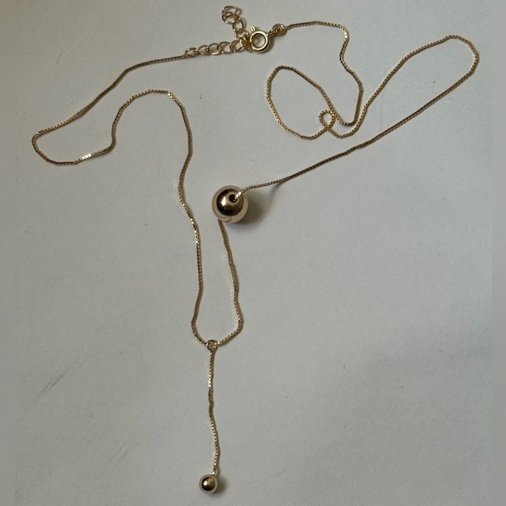 925 Silver bead balls chain necklace 18k yellow gold plated trendy trending